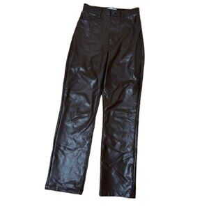 ABERCROMBIE & FITCH Brown Faux Leather 90's Straight High Rise Pants Size 27